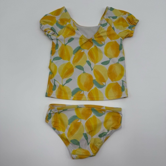 Carter's Toddler Girls Short Sleeve Tankini Set 5T Lemons Yellow White Swim - Picture 4 of 9